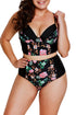 Floral Print High Waisted Bustier Bikini Set