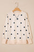 Polka Dot Loose Long Sleeve Split Hem Pullover Top