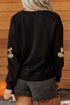 Sequin Pumpkin Graphic Relaxed Spooky Pullover Sweatshirt