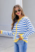Striped Button Front Long Sleeve Loose Fit Knit Cardigan