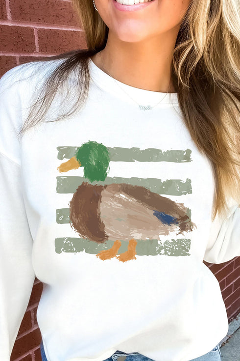 Polyester Cotton Western Duck Graphic Pullover Sweatshirt