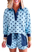 Polka Dot Drop Shoulder Polo Patch Pocket Short Set