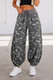 Camouflage Print Drawstring Waist Cargo Barrel Pants