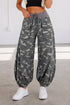 Camouflage Print Drawstring Waist Cargo Barrel Pants