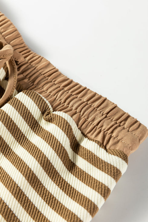 Textured Stripe Drop Shoulder Skort Two Piece Dress