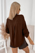 Decorative Button Cluster Tab Long Sleeve Satin Shirt