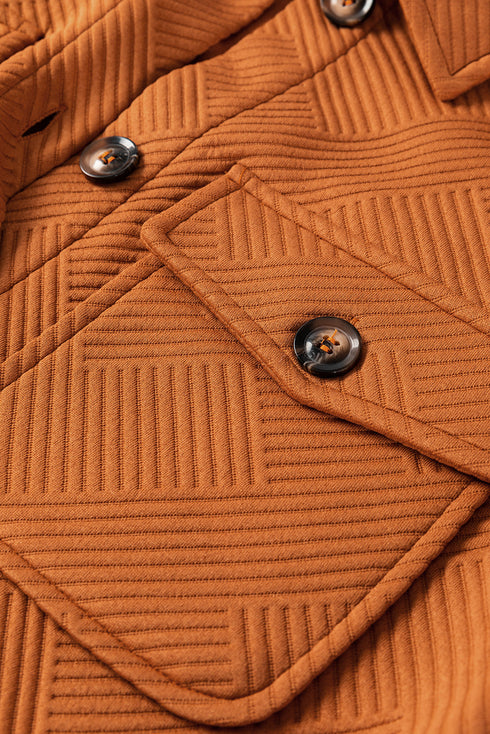 Flame Textured Drop Shoulder Buttoned Duster Coat