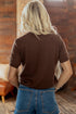 Polyester Western Print Short Sleeve Knit Sweater