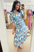 Bohemian Floral Print Puff Sleeve Ruffle Hem Midi Dress