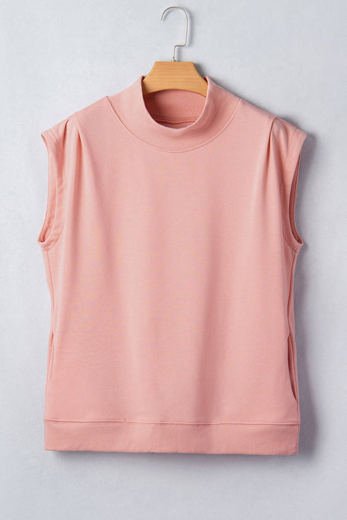 Rugby Pumpkin Graphic Mock Neck Cap Sleeve Tee