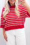 Striped Dropped Shoulder Half Sleeve Relaxed Knit Sweater