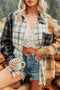 Plaid Button Up Long Sleeve Shift Silhouette Shacket