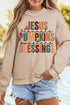 Slogan Graphic Exposed Seam Mock Neck Sweatshirt