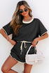 Contrast Trim Drop Shoulder Two Piece Skort Set