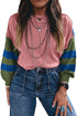 Western Patchwork Striped Long Sleeve Pullover Sweater