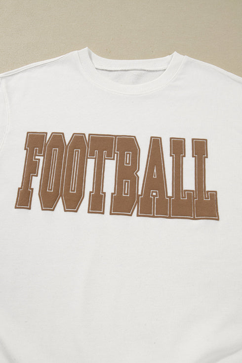 3D Letter Football Varsity Crew Neck Sweatshirt