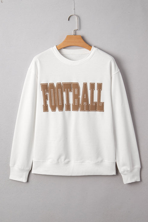 3D Letter Football Varsity Crew Neck Sweatshirt