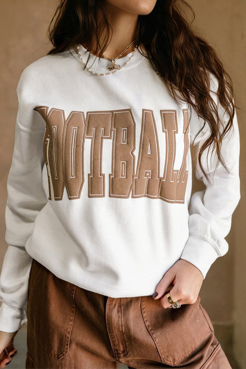 3D Letter Football Varsity Crew Neck Sweatshirt