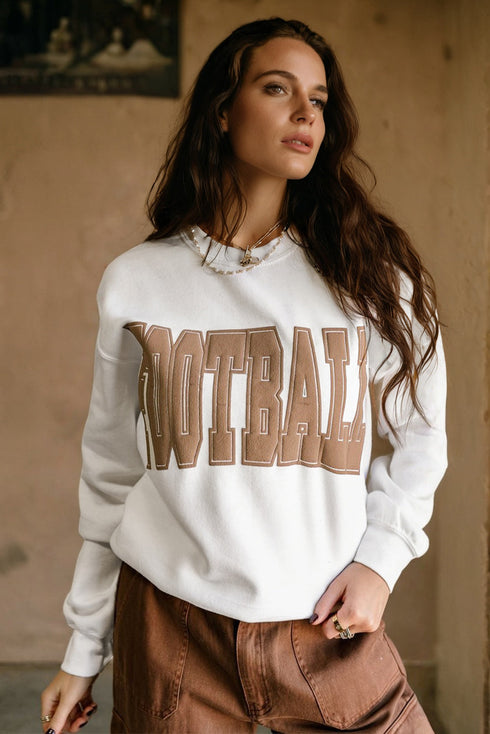 3D Letter Football Varsity Crew Neck Sweatshirt