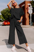 Textured Solid Loose Fit Wide Leg Pant Set