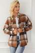 Casual Plaid Print Flap Pocket Button Down Shacket