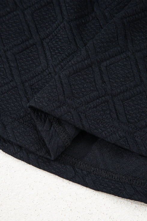 Textured Striped Collared Zip Up Two Piece Dress