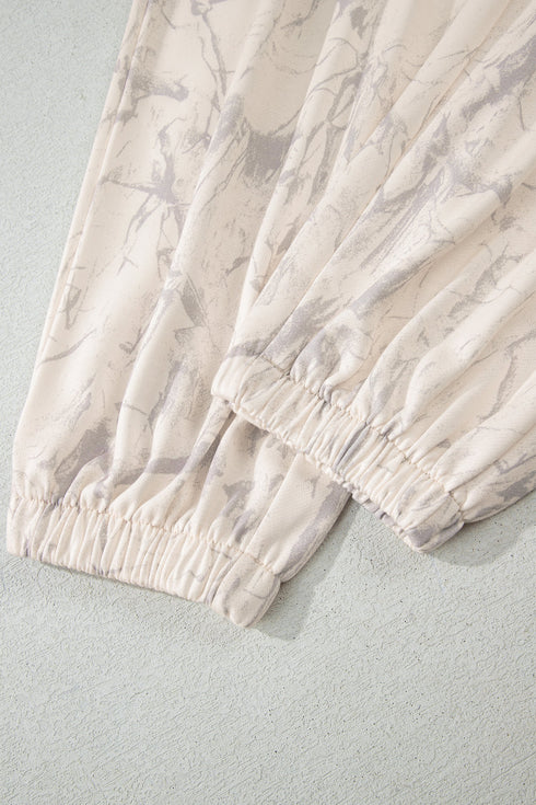 Camo Print Mock Neck Jogger Pant Set