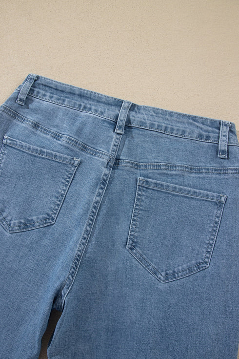 Side Seam Rivet Detail Regular Fit Ankle Jeans