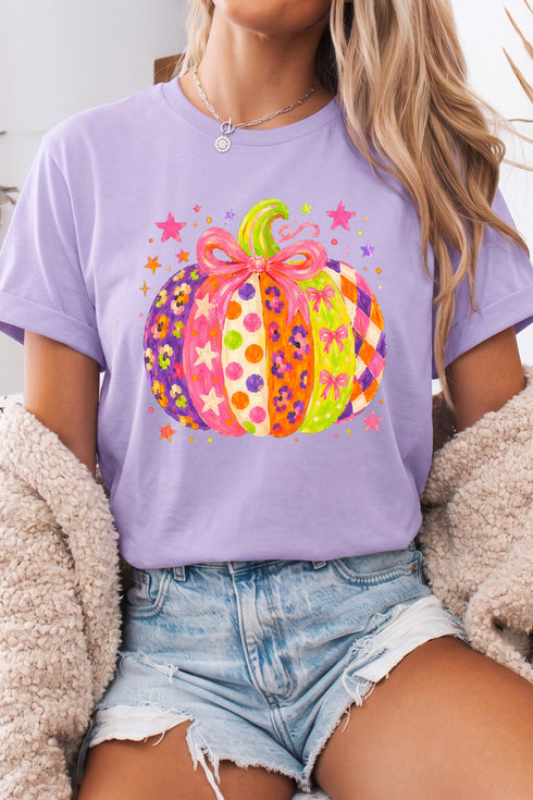 Polyester Cotton Playful Pumpkin Printed Graphic Tee