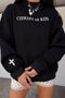 Christ Is King Embroidered High Neck Baggy Sweatshirt