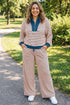 Striped V Neck Long Sleeve Lounge Set