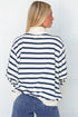 Striped Mock Neck Long Sleeve Ribbed Cuff Hem Sweatshirt