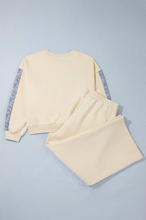Howdy Letter Print Side Stripe Long Sleeve Lounge Set