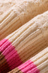 Cotton Striped Pattern Textured Drop Shoulder Sweater