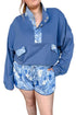 Floral Patchwork V Neck Long Sleeve Sweatshirt