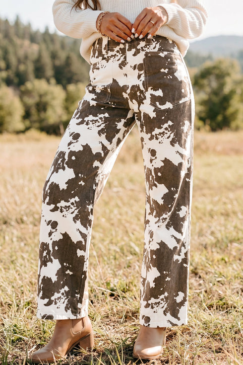 Abstract Pattern Regular Fit Full Length Western Jeans