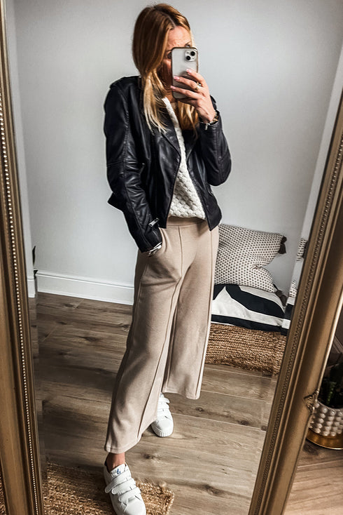 Exclusive Western PU Leather Lapel Collar Zipper Jacket