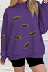 Sequin Bat Pattern Mock Neck Graphic Sweatshirt