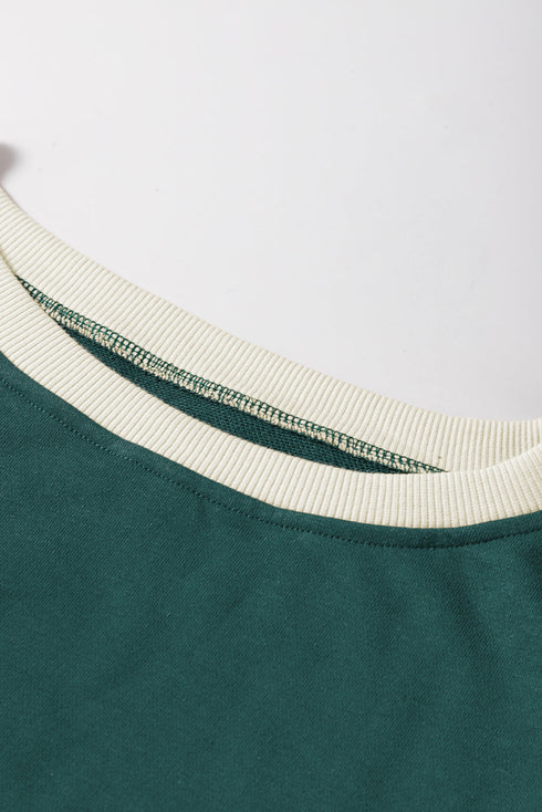 Paneled Loose Pullover And Lace Up Skort Two Piece Set