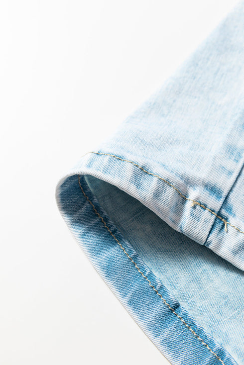 Exposed Stitch Detail Drawstring Wide Leg Barrel Jeans