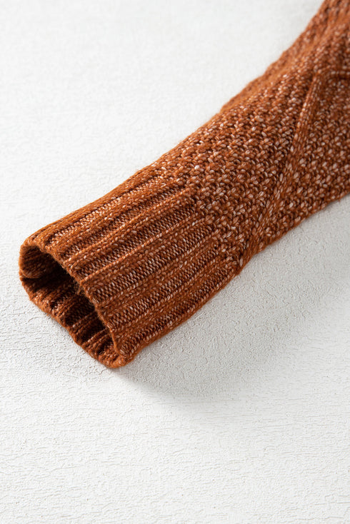 Long Sleeve Cable Knit Crew Neck Sweater Dress