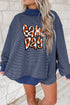 Striped Letter Print Long Sleeve Graphic Short Set