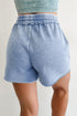Mineral Washed Drawstring Elastic Waist Raw Cut Casual Shorts