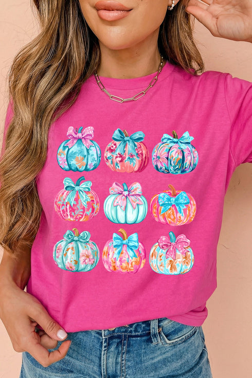 Polyester Cotton Blend Floral Pumpkin Graphic Tee