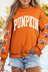 Sequined Pumpkin Applique Layered Mock Neck Graphic Sweatshirt