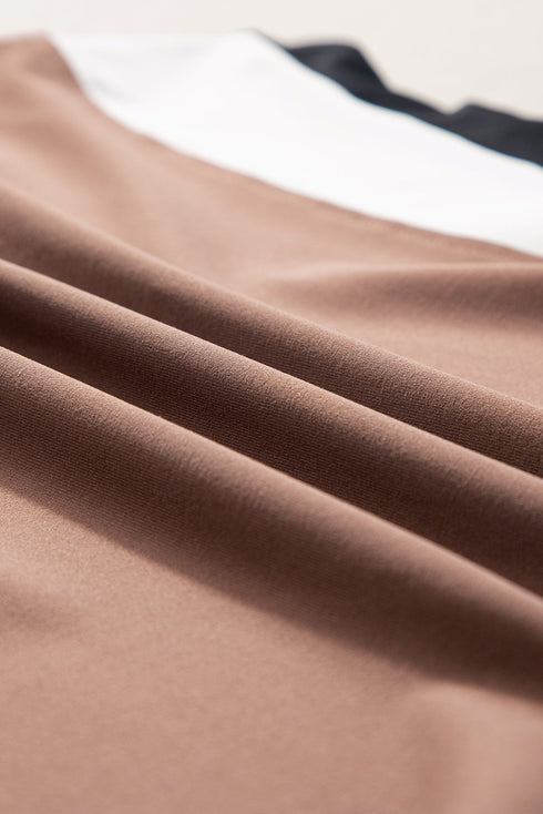 Casual Blocked Pattern Patchwork Cap Sleeve Short Set