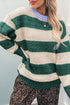 Polyester Striped Pattern Drop Shoulder Pullover Sweater