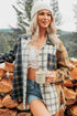 Plaid Button Up Long Sleeve Shift Silhouette Shacket
