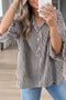 Striped Pattern Half Sleeve Button Up Blouse