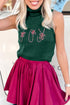 High Neck Sleeveless Embroidered Knit Sweater Vest